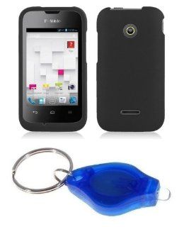 Black Hard Shell Case Shield Cover + ATOM LED Keychain Light for T Mobile Prism II U8686 Cell Phones & Accessories