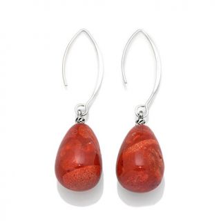 Studio Barse Gemstone and Sterling Silver Marquise Shaped Wire Drop Earrings