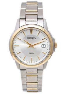 Seiko SGEF54P1  Watches,Mens Quartz Two tone w/ Silver Tone Dial, Casual Seiko Quartz Watches
