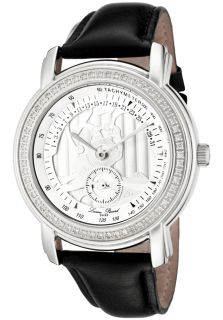 Lucien Piccard 27026SL  Watches,Celeste White Diamond (0.60 ctw) Silver Textured/White Dial Black Genuine Leather, Luxury Lucien Piccard Quartz Watches