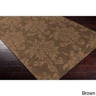 Hand loomed Otero Solid Tone on tone Contemporary Floral Wool Area Rug (5 X 79)