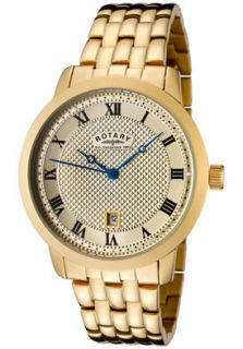 Rotary GB42827/09  Watches,Mens Champagne Textured Dial Gold Ion Plated Stainless Steel, Casual Rotary Quartz Watches