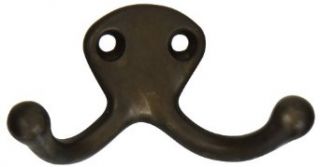 Rockwood 796.10B Bronze Small Double Coat Hook, 1 1/8" Width x 1 1/8" Height, 1 1/8" Projection, Satin Oxidized Oil Rubbed Finish