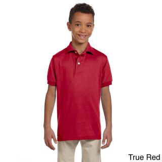 Jerzees Youth 50/50 Jersey Polo With Spotshield Red Size L (14 16)