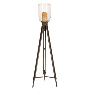 Antiqued 42 inch Indoor/outdoor Tripod Candle Holder With Clear Glass Top
