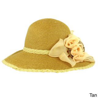 Faddism Faddism Stylish Women Summer Straw Hat With Removable Floral Ornament Tan Size One Size Fits Most