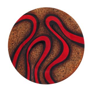 Handcrafted Red Round Wall Disc Decor