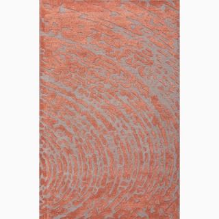 Hand made Red/ Gray Wool/ Art Silk Textured Rug (2x3)