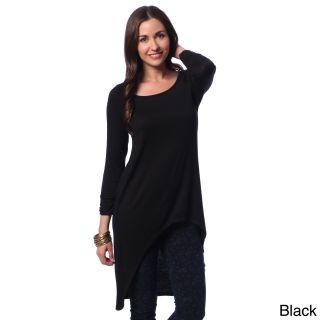24/7 Comfort Apparel 24/7 Comfort Apparel Womens High low Long Sleeve Tunic Top Black Size S (4  6)