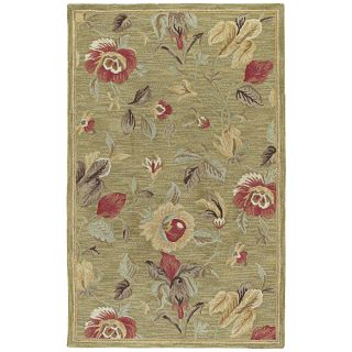 Lawrence Light Olive Floral Hand tufted Wool Rug (30 X 50)
