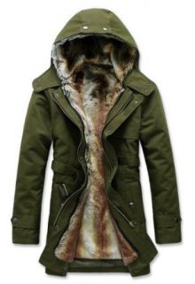 Hee Grand Men's Luxury Faux Fur Long Winter Trench Coat at  Mens Clothing store