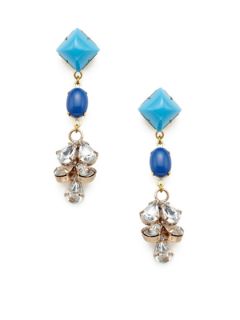 Blue Triple Drop & Clear Cluster Earrings by Lulu Frost