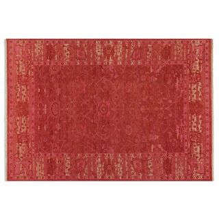 Hand knotted Antalya Rose Wool Area Rug (6 X 9)
