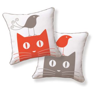 Naked Decor Cat and Bird Double Sided Cotton Pillow cat and bird