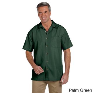 Harriton Mens Barbados Textured Camp Shirt Green Size XXL