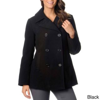 Excelled Excelled Womens Double Breasted Pea Coat Black Size L (12  14)