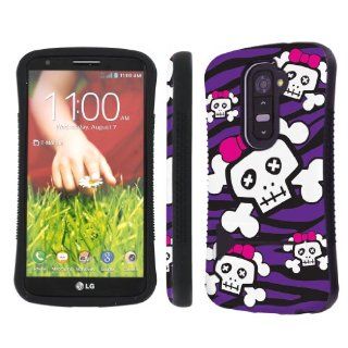NakedShield Verizon / AT&T LG G2 D801 VS980 Black Purple Zebra Skull Heavy Duty Shock Proof Armor Art KickStand Phone Case Cell Phones & Accessories