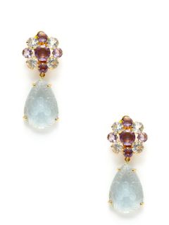 Amethyst & Aquamarine Floral Drop Earrings by Bounkit