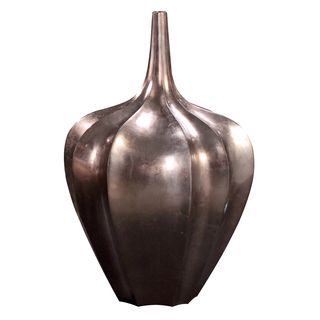 Wood Vase With Pewter Finish   Bronze Highlights