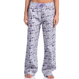 Leisureland Leisureland Womens Purple Floral Poplin Pajama Pants Purple Size M (8  10)