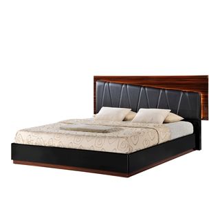 Global Furniture Usa Black High Gloss And Zebra Walnut/ Blue Pu King Bed Black Size Queen