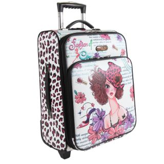 Nicole Lee White Sunny 21 inch Expandable Rolling Carry on Laptop Upright Suitcase
