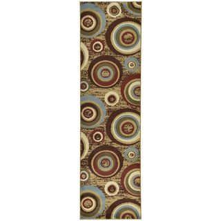 Beige Contemporary Abstract Design Runner Rug (2x7)