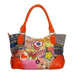 Womens Blingalicious Canvas Patch Handbag Q4972 Orange