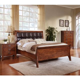 Sunny Upholstered 3 piece Sleigh Bed Set