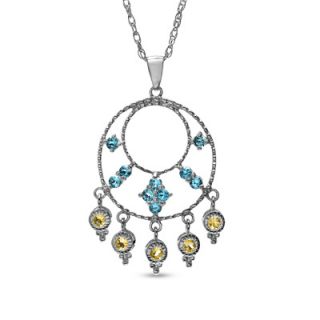 Blue Topaz and Citrine Chandelier Pendant in Sterling Silver   Zales