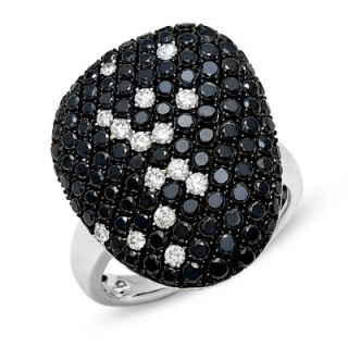 CT. T.W. Enhanced Black and White Diamond River Rock Ring in 14K