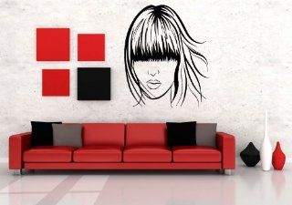 Wall Vinyl Sticker Decals Mural Design Art Woman Hair Cut Long Forelock Salon Fashion 805   Wall Decor Stickers