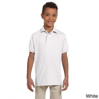 Jerzees Youth 50/50 Jersey Polo With Spotshield White Size L (14 16)