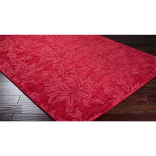Surya Carpet, Inc Hand Loomed Crete Casual Solid Tone on tone Floral Wool Area Rug (8 X 11) Burgundy Size 8 x 11
