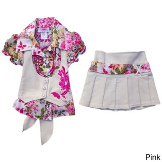 Citlalis Choice Girls Double breasted Vest And Khaki Skirt Set Khaki Size 2T