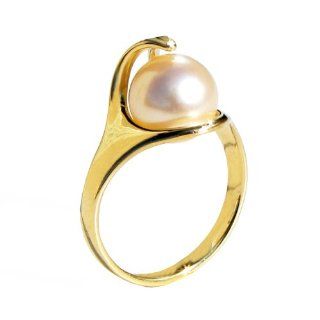 Arosha Taglia Egyptian Ra 14k Solid Yellow Gold and Freshwater Pearl Ring (Sizes 5   10) Arosha Taglia Jewelry