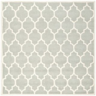 Safavieh Handmade Moroccan Chatham Canvas backed Gray/ Ivory Wool Rug (5 Square)