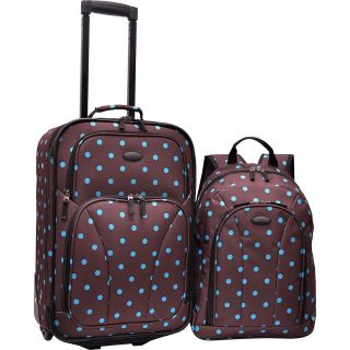U.S. Traveler 2 Piece Polka Dot Carry On Rolling Upright and Backpack Luggage Set