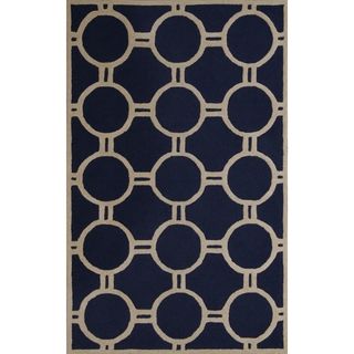 Safavieh Handmade Moroccan Cambridge Circles pattern Navy/ Ivory Wool Rug (6 X 9)