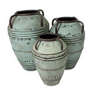 Casa Cortes Artisan Large Rustic Decorative Metal Planter Vase (set Of 3)