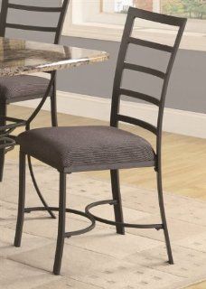 Set of Dining Chairs with Ladder Back in Black Metal Finish  