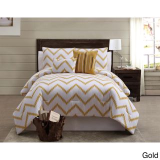 Victtoria Classics Zigfield 100 percent Cotton 5 piece Comforter Set Gold Size Queen