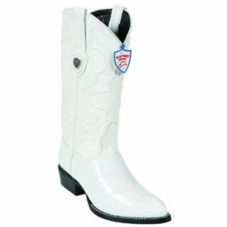 Eel Skin Western Style Boot, White, J Toe, Leather Sole, Shoes