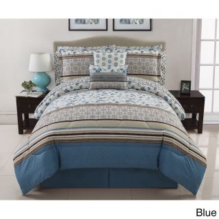 Victoria Classics Delancy 10 piece Bed In A Bag With Sheet Set Blue Size King