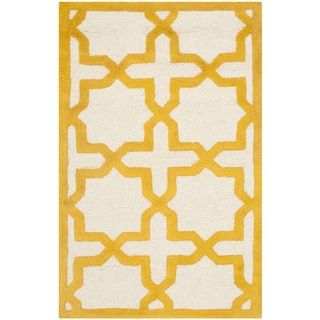 Safavieh Handmade Moroccan Cambridge Ivory/ Gold Wool Rug (2 X 3)
