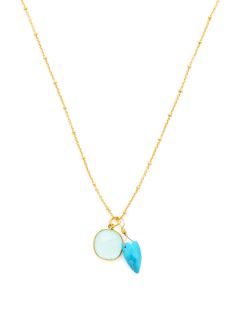 Turquoise & Lt. Blue Chalcedony Disc Pendant Necklace by Alanna Bess Jewelry