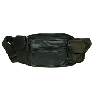 Hollywood Tag Large Black Leather Fanny Pack