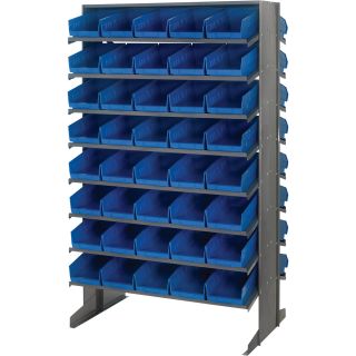 Quantum Storage Double Sided Rack With 80 Bins — 24in. x 36in. x 60in. Size, Blue, Model# QPRD-102 BL  Double Sided Bin Units