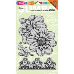 Stampendous Jumbo Cling Rubber Stamp 5 X9   Moray Dahlia