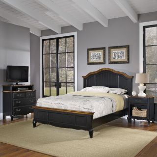 Home Styles The French Countryside Queen Bed, Night Stand, And Media Chest Oak Size Queen